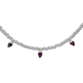 Ruby Drop & Silver Nugget Bead necklace by Pruden and Smith | RubyDrop_SilverNuggetBeadnecklacecloseup.jpg