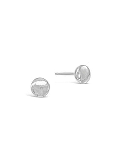 Pebble 9ct Gold Stud Earrings Earring Pruden and Smith Round 9ct White Gold 