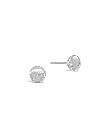 Pebble 9ct Gold Stud Earrings Earring Pruden and Smith Round 9ct White Gold 