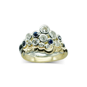 Water Bubbles Sapphire and Diamond Cluster Ring Ring Pruden and Smith   