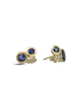 Cluster Sapphire and Diamond Stud Earrings Earstuds Pruden and Smith   