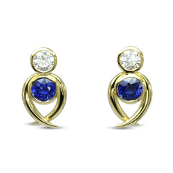 Spiky Sapphire and Diamond Yellow Gold Stud Earrings Earring Pruden and Smith   