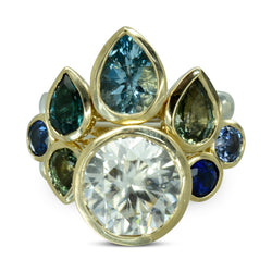 Peacock Blue Hues Sapphire Stacking Ring Ring Pruden and Smith   