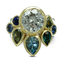 Peacock Blue Hues Sapphire Stacking Ring Ring Pruden and Smith   