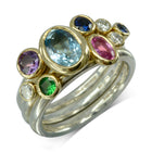 Aquamarine, Emerald, Pink Sapphire and Diamond Stacking Ring Ring Pruden and Smith   
