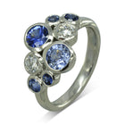 Sapphire Diamond Platinum Bubbles Cluster Ring Ring Pruden and Smith   