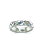 Side Hammered Ruby Pink Sapphire Diamond Eternity Ring Ring Pruden and Smith   