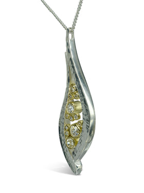 Forged Mixed Metal Gold Diamond Pendant Pendant Pruden and Smith   
