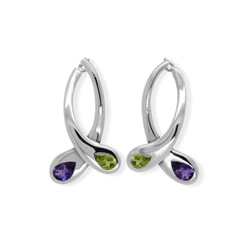 Moi et Toi Silver, Peridot and Amethyst Earrings Earring Pruden and Smith   