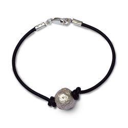 Nugget Silver Bead with Leather Bracelet Bracelet Pruden and Smith   