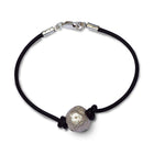 Nugget Silver Bead with Leather Bracelet Bracelet Pruden and Smith   