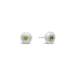 Nugget Silver and Gemstone Stud Earrings Earring Pruden and Smith Peridot (Lime Green)  