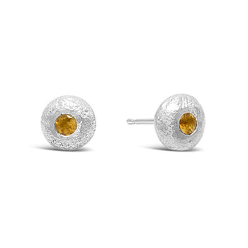 Nugget Silver and Gemstone Stud Earrings Earring Pruden and Smith Citrine (Pale Orange)  