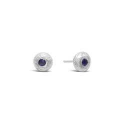 Nugget Silver and Gemstone Stud Earrings Earring Pruden and Smith Iolite (Navy Blue)  