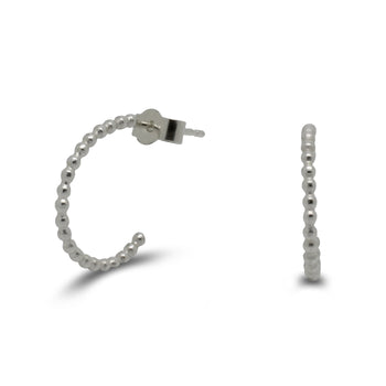 Nugget Silver Bead Mini Hoop Earrings Earring Pruden and Smith   