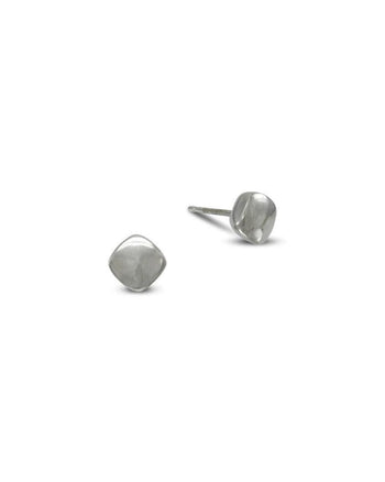 Pebble 9ct Gold Stud Earrings Earring Pruden and Smith Square 9ct White Gold 