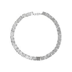 Marwar Hammered Square Silver Necklace Necklace Pruden and Smith   