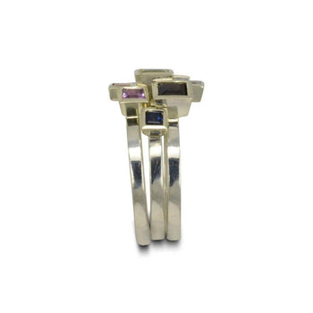 Princess Cut Gemstone White Gold Stacking Ring Ring Pruden and Smith   