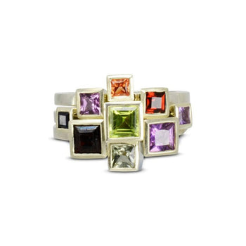 Princess Cut Gemstone White Gold Stacking Ring Ring Pruden and Smith   