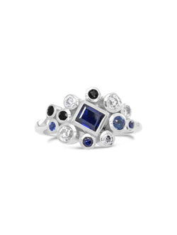 Sapphire and Diamond White Gold Unique Stacking Ring Ring Pruden and Smith Default Title  