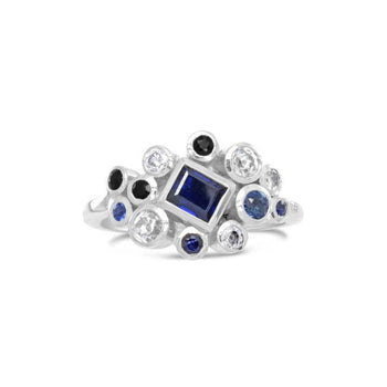 Sapphire and Diamond White Gold Unique Stacking Ring Ring Pruden and Smith Default Title  