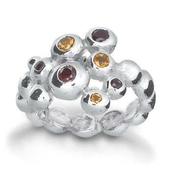 Nugget Gemstone Cluster Silver Ring Ring Pruden and Smith   