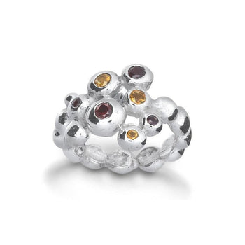 Nugget Gemstone Cluster Silver Ring Ring Pruden and Smith   