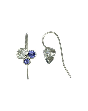Trefoil Aquamarine Diamond Cluster Earrings Earring Pruden and Smith Tanzanite  