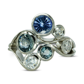 Organic Two Strand Diamond Sapphire Bubbles Ring Ring Pruden and Smith   