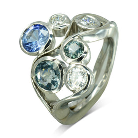 Water Bubbles Organic Sapphire and Diamond Ring Ring Pruden and Smith   