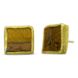 Tiger's Eye Square Stud Earrings Earring Pruden and Smith 12mm  