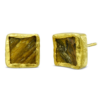 Tiger's Eye Square Stud Earrings Earring Pruden and Smith 8mm  