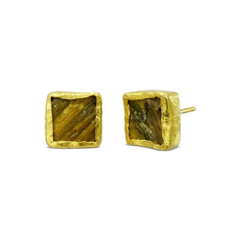 Tiger's Eye Square Stud Earrings Earring Pruden and Smith 8mm  