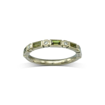Green Sapphire and Diamond 18ct White Gold Eternity Ring Ring Pruden and Smith   