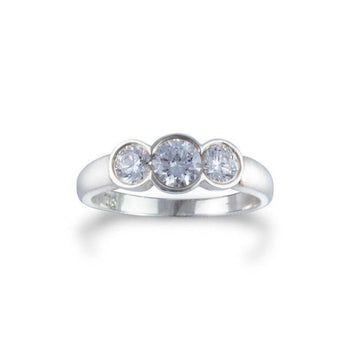 Round Brilliant Cut Diamond Platinum Trilogy Ring Ring Pruden and Smith   