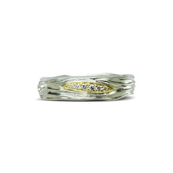 Carved Water Mixed Metal Diamond Ring (6mm) Ring Pruden and Smith 9ct White Gold and Yellow Gold  
