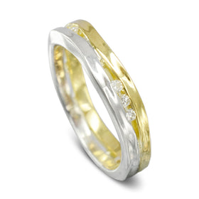 Two Colour Diamond Trap Eternity Ring Ring Pruden and Smith 9ct White Gold and Yellow Gold  