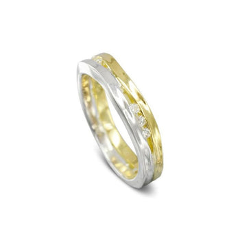 Trap Two Colour Diamond Eternity Ring Ring Pruden and Smith 9ct White Gold and Yellow Gold  