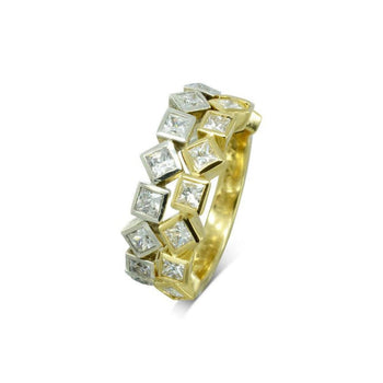 Alternating Princess Cut Diamond Eternity Rings Ring Pruden and Smith 18ct Yellow Gold  