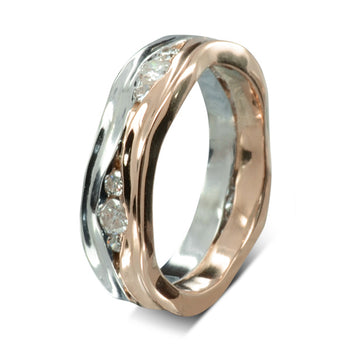 Trap Triple Diamond Rose Gold Full Eternity Ring Ring Pruden and Smith 9ct Rose and White Gold  