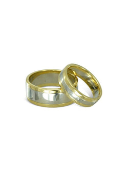 Trap Mixed Metal Gold Flat Wedding Band (6mm) Ring Pruden and Smith   