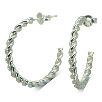 Twisted Wire Silver Hoop Earrings Earring Pruden and Smith   