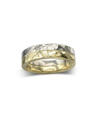 Hammered Two Tone 18ct Gold Wedding Band Ring Pruden and Smith   
