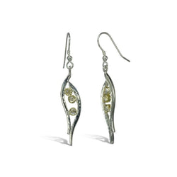 Forged Two Colour Gold Diamond Drop Earrings Earring Pruden and Smith   
