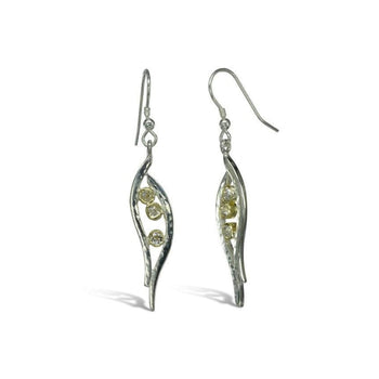 Forged Two Colour Gold Diamond Drop Earrings Earring Pruden and Smith   