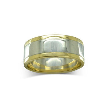 Two Tone Gold Flat Wedding Band Ring Pruden and Smith   
