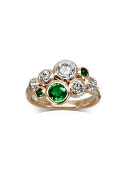 Water Bubbles Emerald and Diamond Cluster Ring Ring Pruden and Smith   