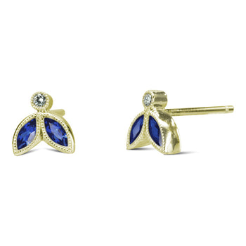 Vintage Marquise Sapphire Stud Earrings (Small) Earring Pruden and Smith   