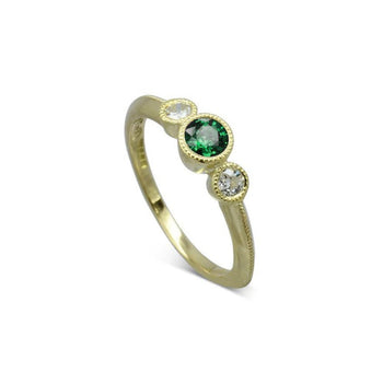 Vintage Emerald Diamond Trilogy Engagement Ring Ring Pruden and Smith   