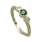 Vintage Emerald Diamond Trilogy Engagement Ring by Pruden and Smith | VintageEmeraldDiamondTrilogyEngagementRing.jpg